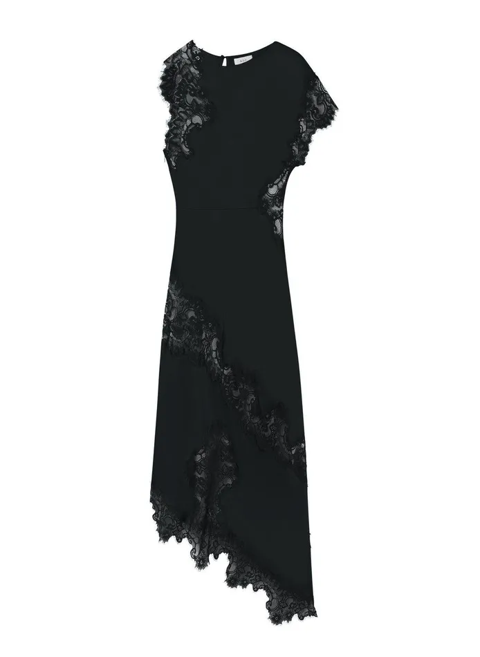 Women Alessia Satin And Lace Maxi Dress Black ALC Dresses