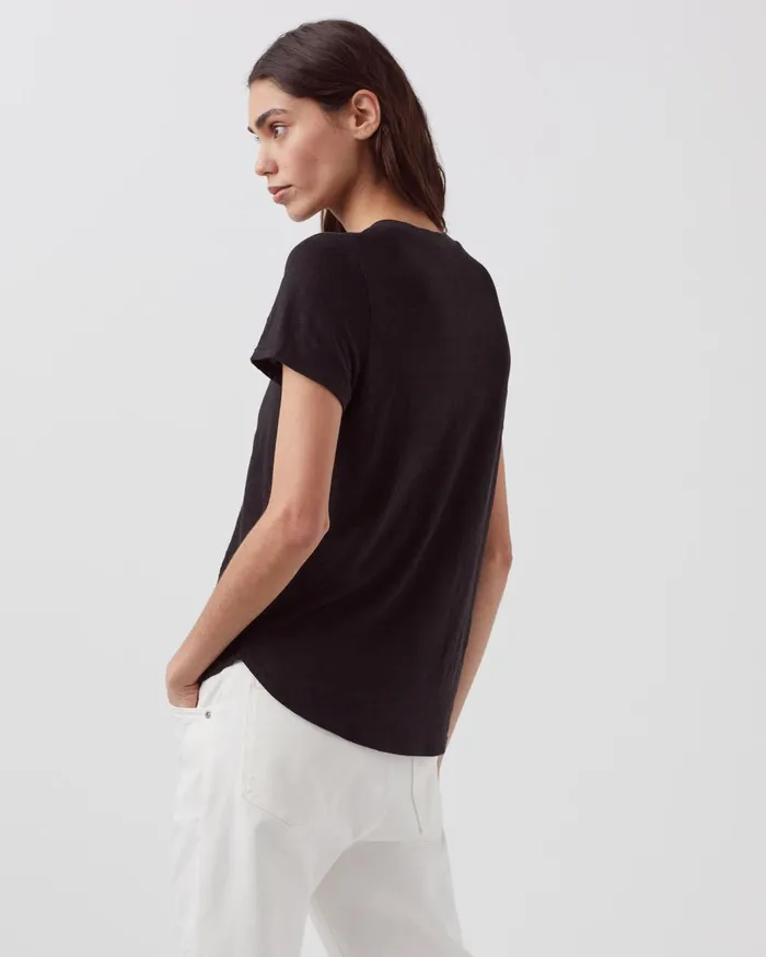 Women Amandine 8211 Linen Round Neck TShirt Black Beauty Comptoir Des Cotonniers TShirts