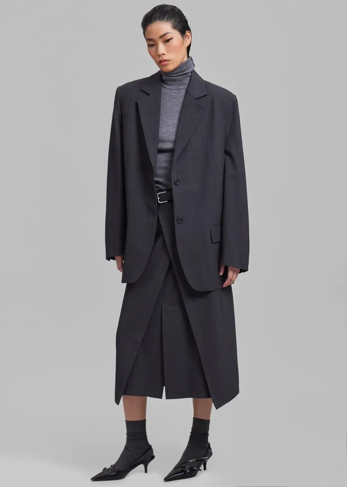 Women Andy Midi Wrap Skirt 8211 Charcoal The Frankie Shop Bottoms