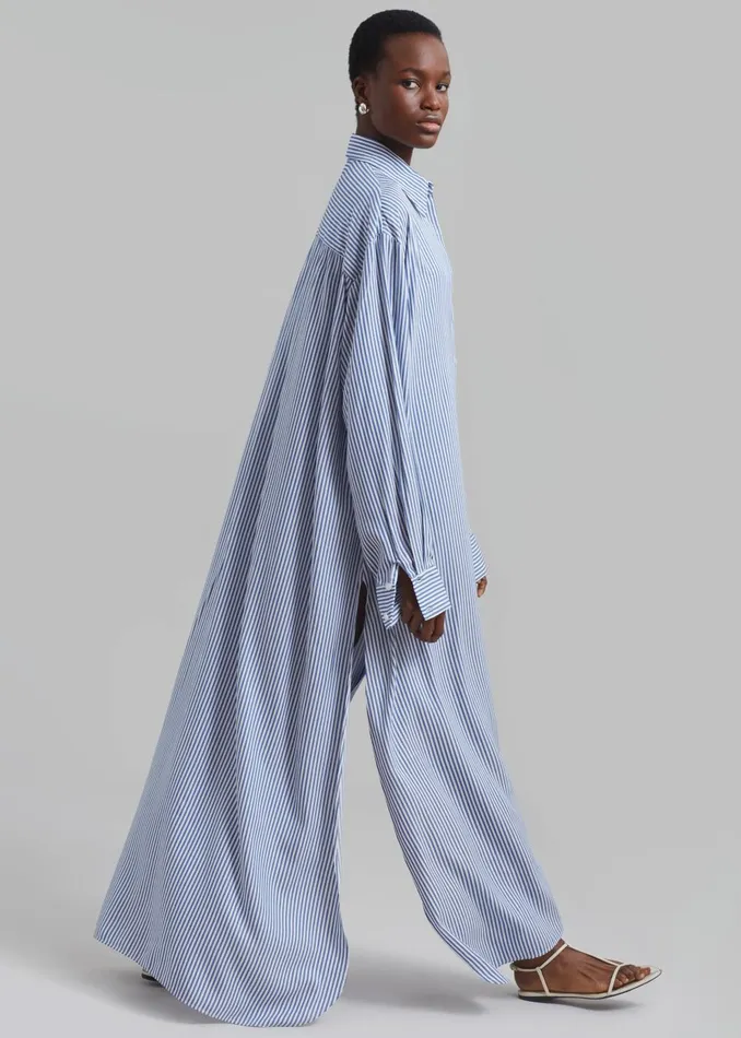 Women Avery Fluid Shirt Dress 8211 WhiteBlue Stripe The Frankie Shop Dresses