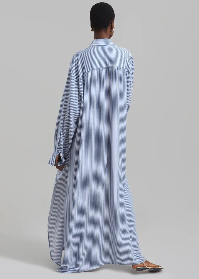 Women Avery Fluid Shirt Dress 8211 WhiteBlue Stripe The Frankie Shop Dresses