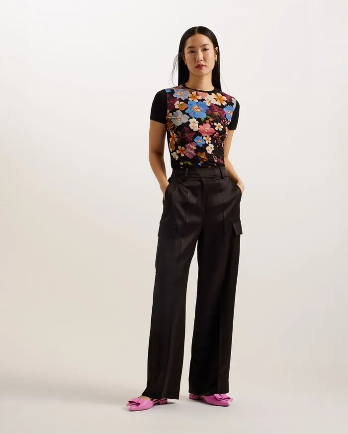 Women BEALAA 8211 Floral Print Fitted TShirt Black Ted Baker Tops and Blouses Women BEALAA 8211 Floral Print Fitted TShirt Black Ted Baker Tops and Blouses