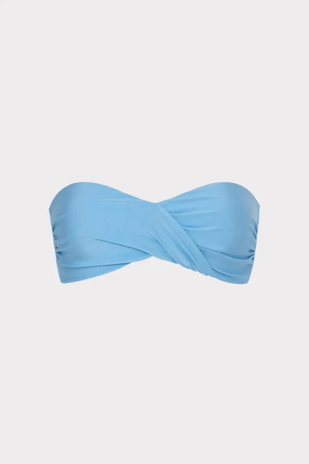 Women Bikinis Milly Gloss Twist Bandeau Top Mineral Blue