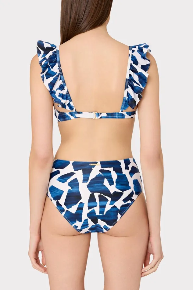 Women Bikinis Milly Ocean Puzzle Ruffle Bikini Top Navy Multi Women Bikinis Milly Ocean Puzzle Ruffle Bikini Top Navy Multi