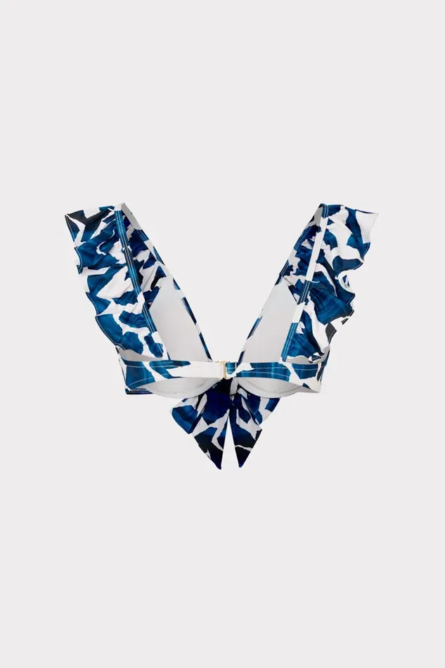 Women Bikinis Milly Ocean Puzzle Ruffle Bikini Top Navy Multi Women Bikinis Milly Ocean Puzzle Ruffle Bikini Top Navy Multi
