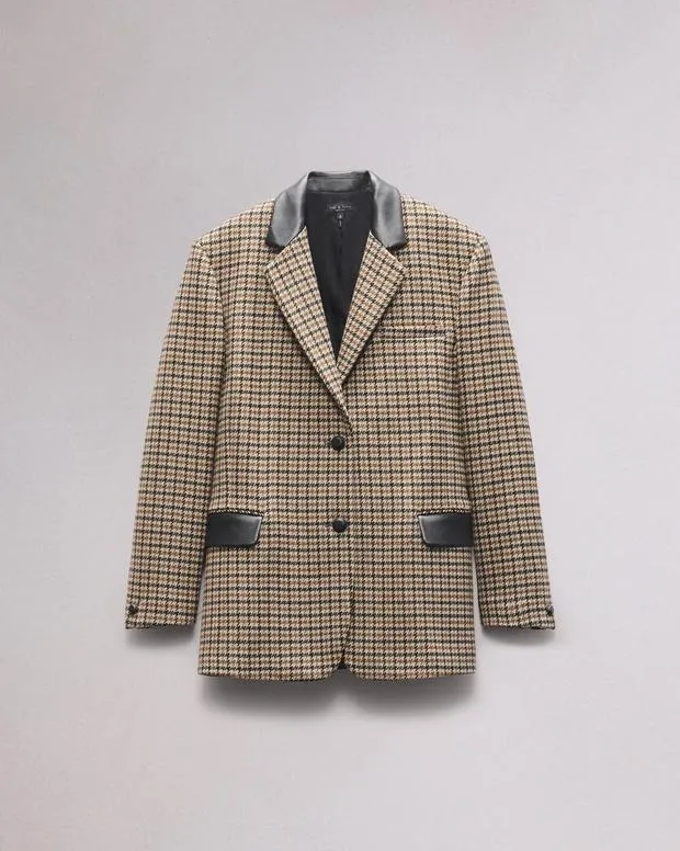 Women Blazers and Vests Rag and Bone Lainey Houndstooth Blazer Brown Multi