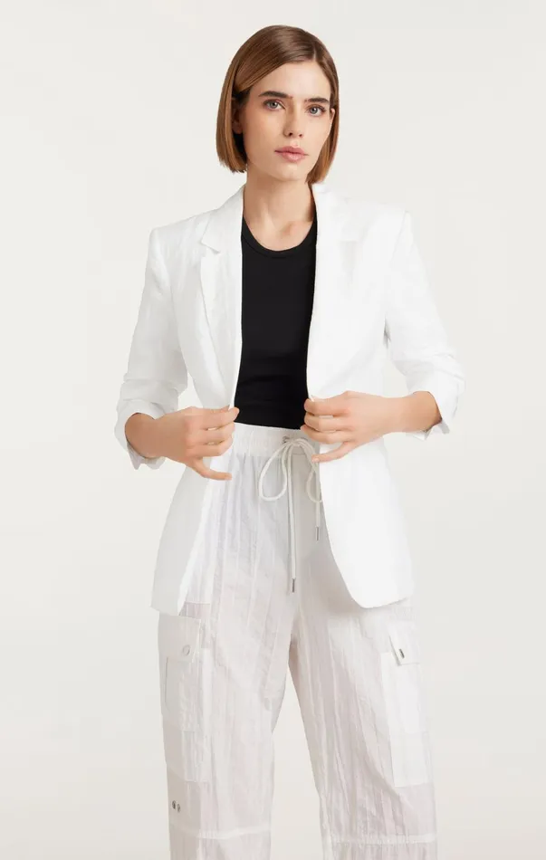 Women Blazers Cinq Sept Tumbled Woven Khloe Blazer White