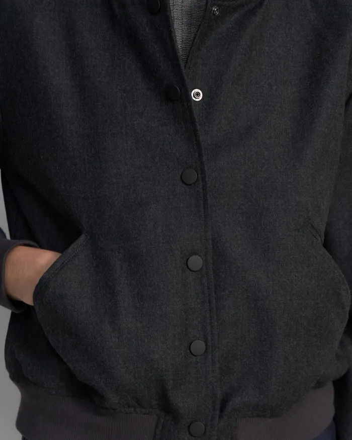 Women Blazers Jackets Theory Varsity Jacket In Sleek Flannel New Charcoal Melange