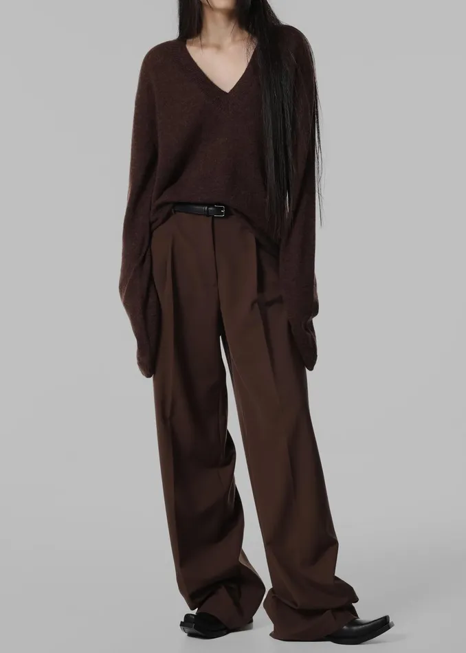 Women Brayden V Neck Sweater 8211 Brown The Frankie Shop Knitwear