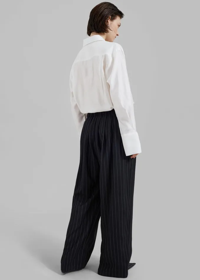 Women Caden Boxer Trousers 8211 BlackWhite Pinstripe The Frankie Shop Bottoms