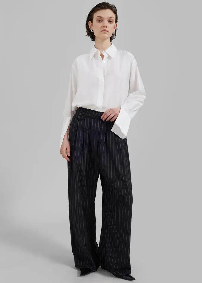 Women Caden Boxer Trousers 8211 BlackWhite Pinstripe The Frankie Shop Bottoms