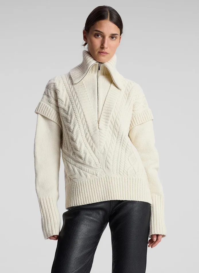 Women Callie Merino Cable Knit Sweater Off White ALC Knitwear