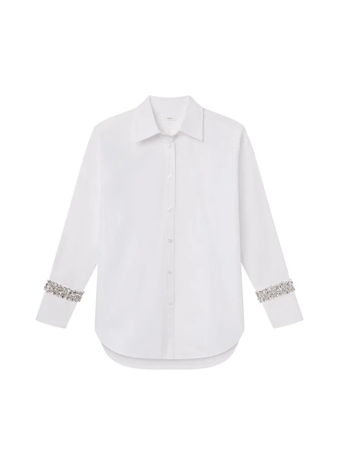 Women Calvin Embellished Sleeve Shirt White ALC Suits