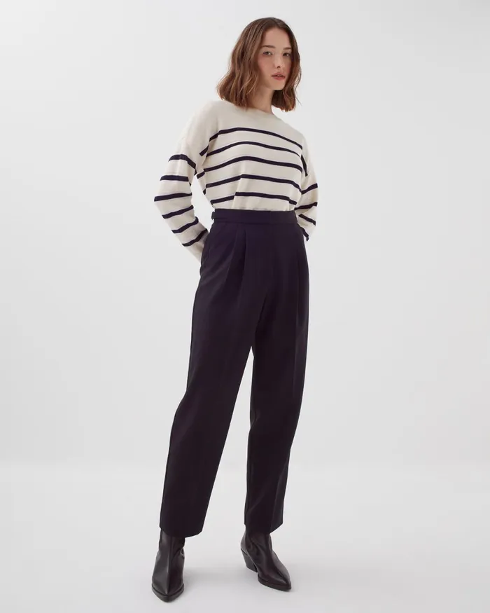 Women Camille 8211 Pleated Wool Trousers Black Beauty Comptoir Des Cotonniers Trousers