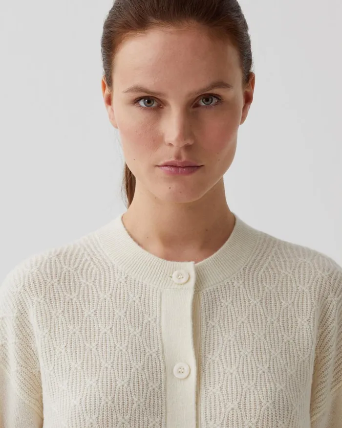Women Cardigan With Decorative Stitching Glass Green Beige Comptoir Des Cotonniers Knit Women Cardigan With Decorative Stitching Glass Green Beige Comptoir Des Cotonniers Knit