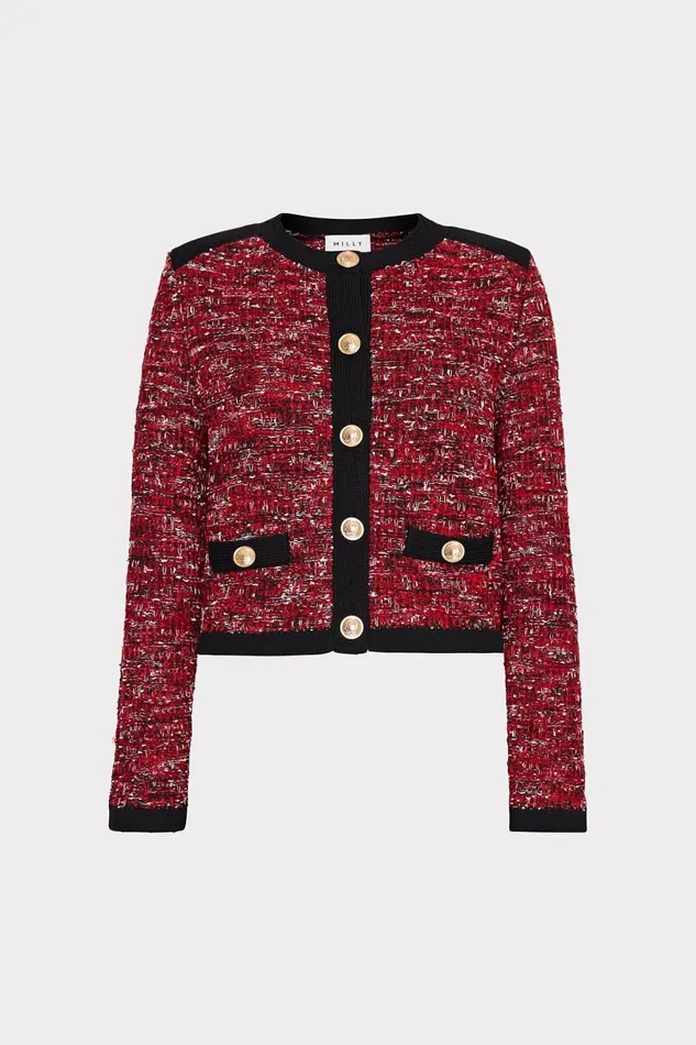 Women Cardigans Milly Kelly Textured Knit Cardigan Claret