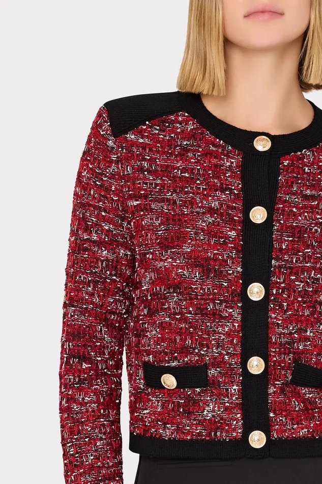 Women Cardigans Milly Kelly Textured Knit Cardigan Claret Women Cardigans Milly Kelly Textured Knit Cardigan Claret