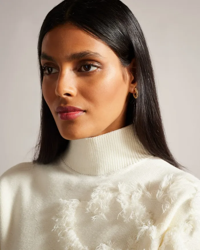 Women CHALAYY 8211 Fringed Jacquard Floral Jumper Ivory Ted Baker Jumpers and Cardigans Women CHALAYY 8211 Fringed Jacquard Floral Jumper Ivory Ted Baker Jumpers and Cardigans