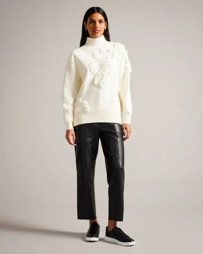 Women CHALAYY 8211 Fringed Jacquard Floral Jumper Ivory Ted Baker Jumpers and Cardigans Women CHALAYY 8211 Fringed Jacquard Floral Jumper Ivory Ted Baker Jumpers and Cardigans
