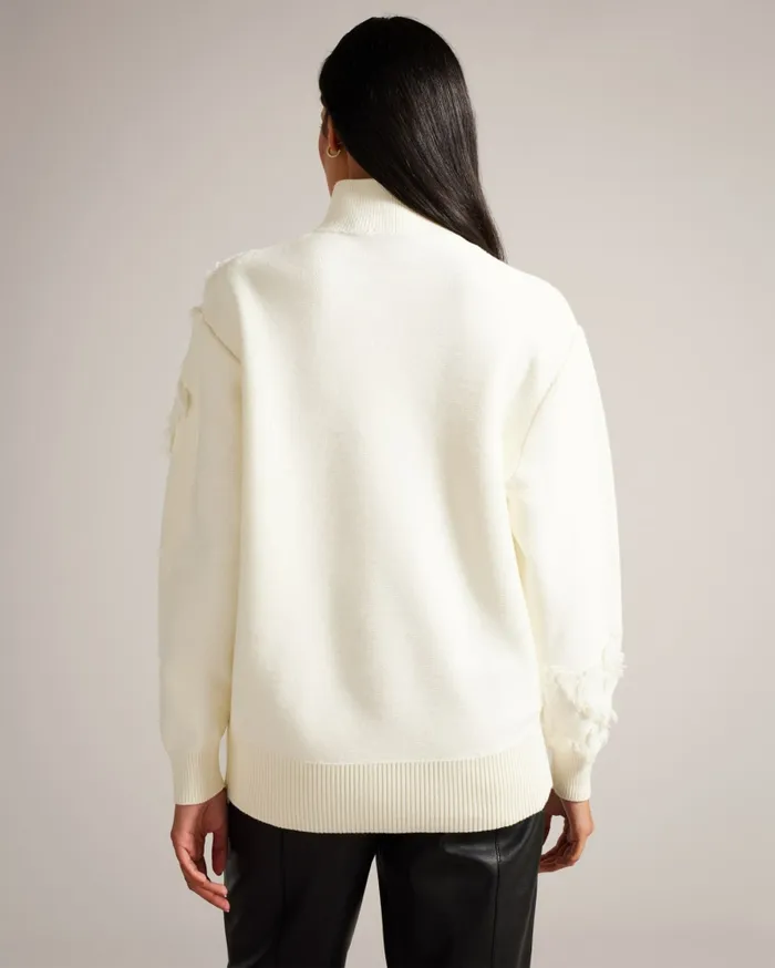 Women CHALAYY 8211 Fringed Jacquard Floral Jumper Ivory Ted Baker Jumpers and Cardigans Women CHALAYY 8211 Fringed Jacquard Floral Jumper Ivory Ted Baker Jumpers and Cardigans