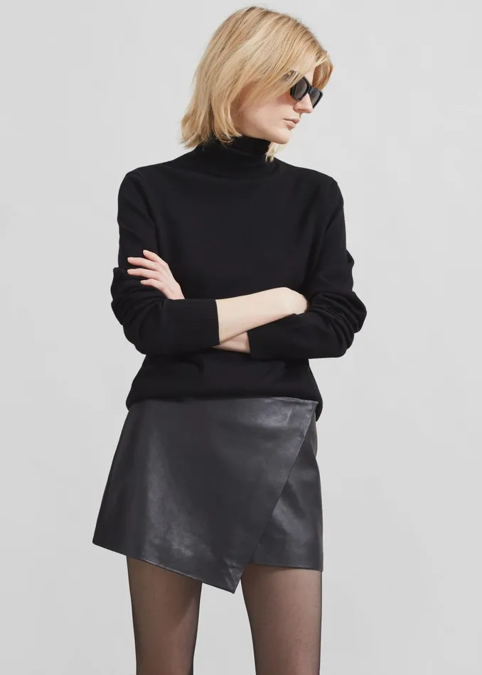 Women Cleo Leather Mini Wrap Skirt 8211 Black The Frankie Shop Bottoms
