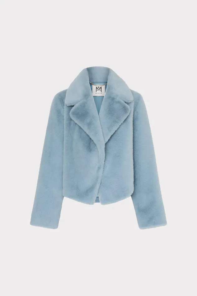 Women Coats and Jackets Milly Arya Faux Fur Jacket Blue