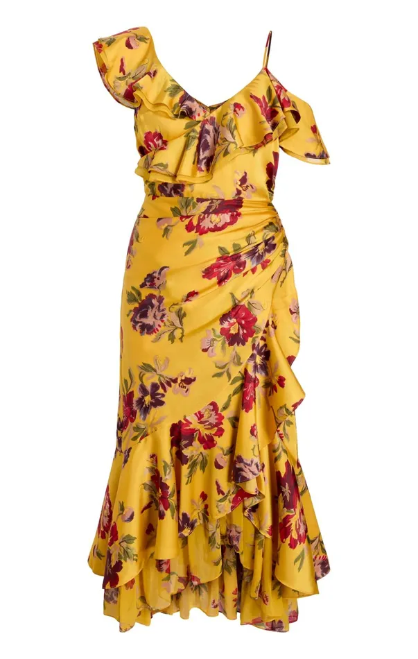 Women Cocktail and Evening Cinq Sept Nara Dress Deep Gold Multi