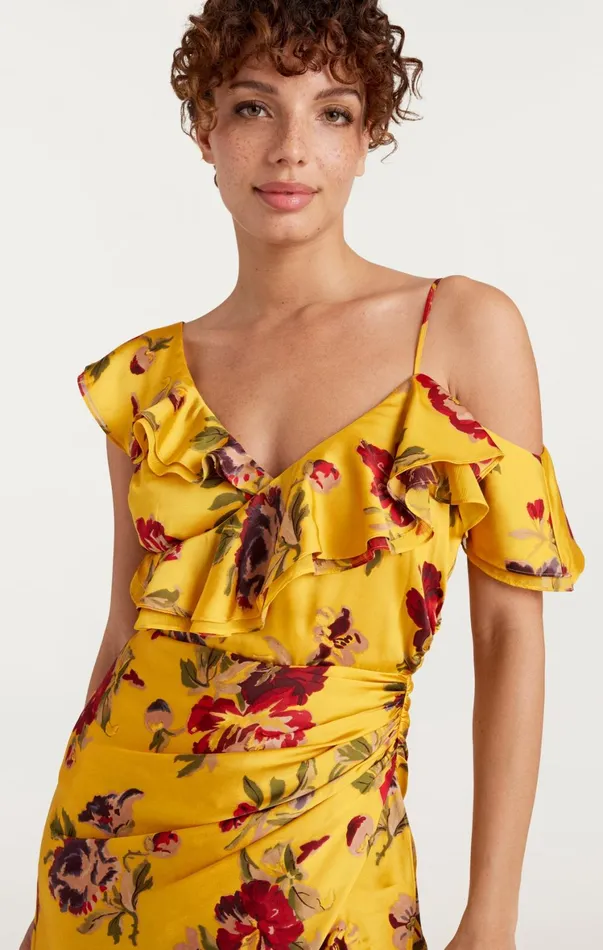 Women Cocktail and Evening Cinq Sept Nara Dress Deep Gold Multi
