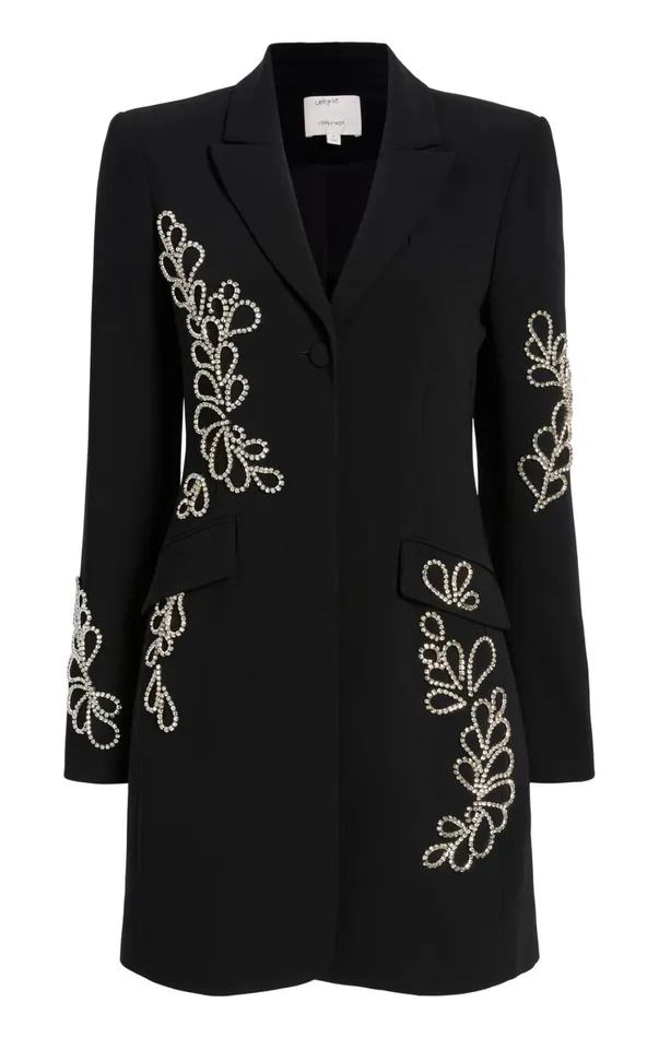 Women Cocktail and Evening Cinq Sept Rhinestone Paisley Long Sleeve Joel Dress Black