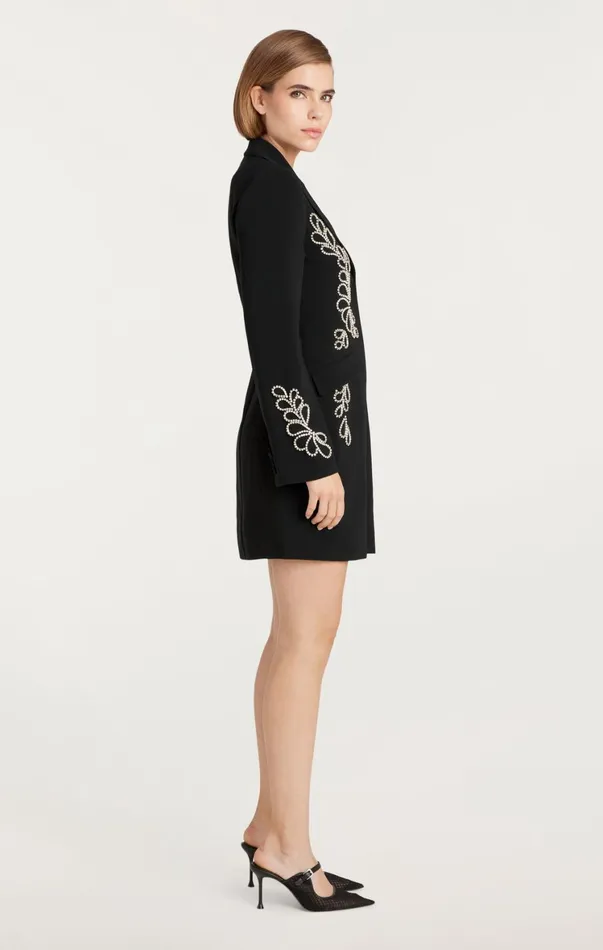 Women Cocktail and Evening Cinq Sept Rhinestone Paisley Long Sleeve Joel Dress Black