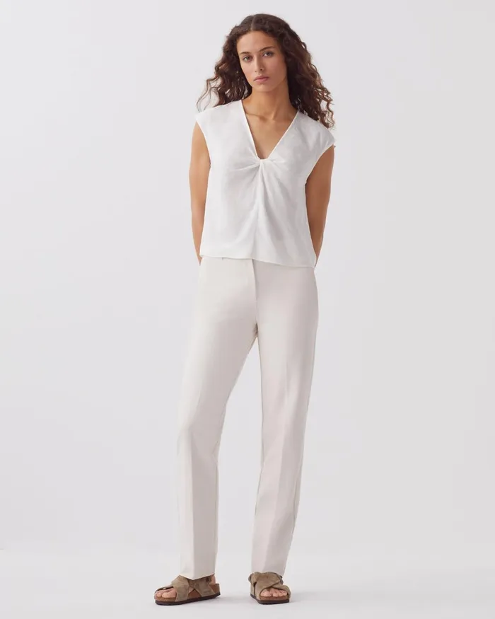 Women Colette 8211 Slim Fit Straight Trousers Pastel Pink Comptoir Des Cotonniers Trousers