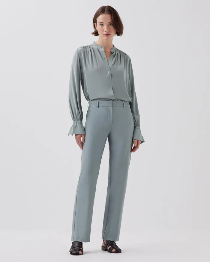 Women Colette 8211 Slim Fit Straight Trousers Slate Blue Comptoir Des Cotonniers Trousers
