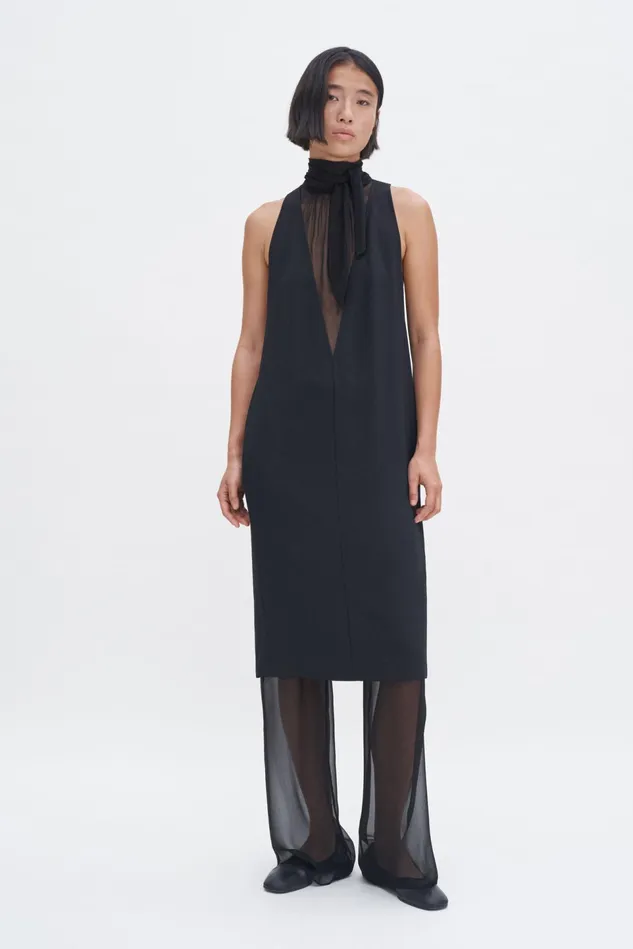 Women Contrast VNeck Dress Black Filippa K Dresses
