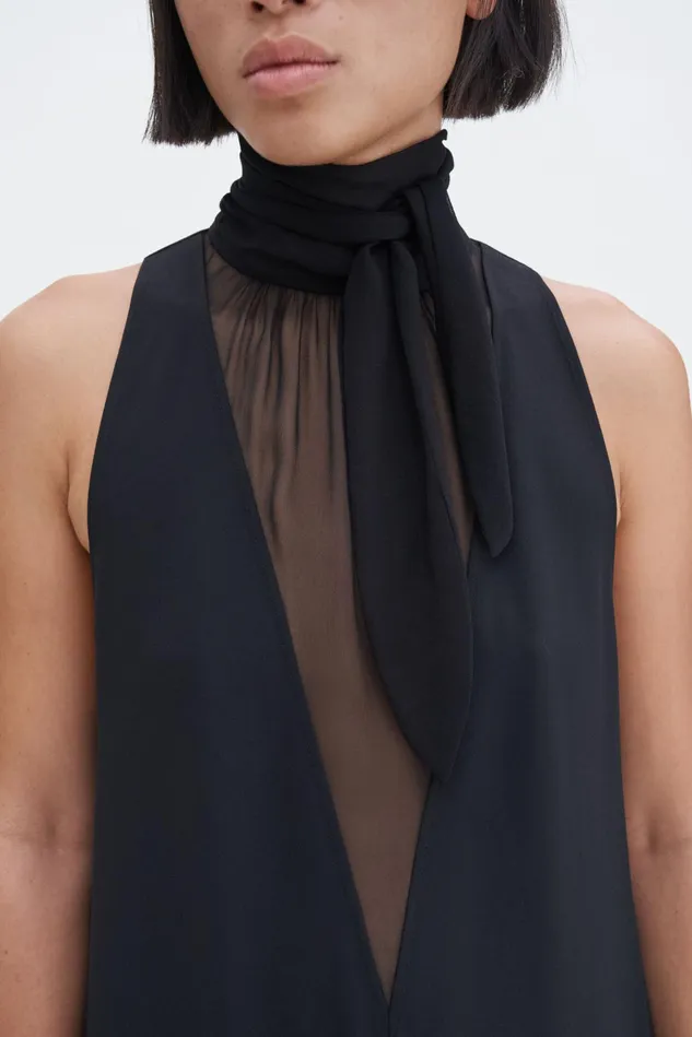 Women Contrast VNeck Dress Black Filippa K Dresses