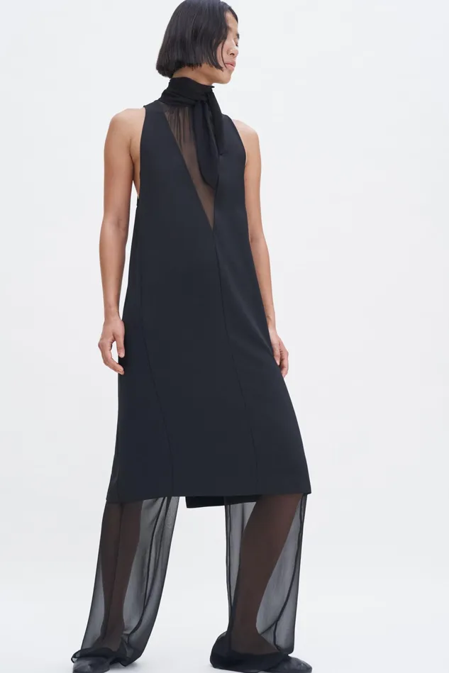 Women Contrast VNeck Dress Black Filippa K Dresses