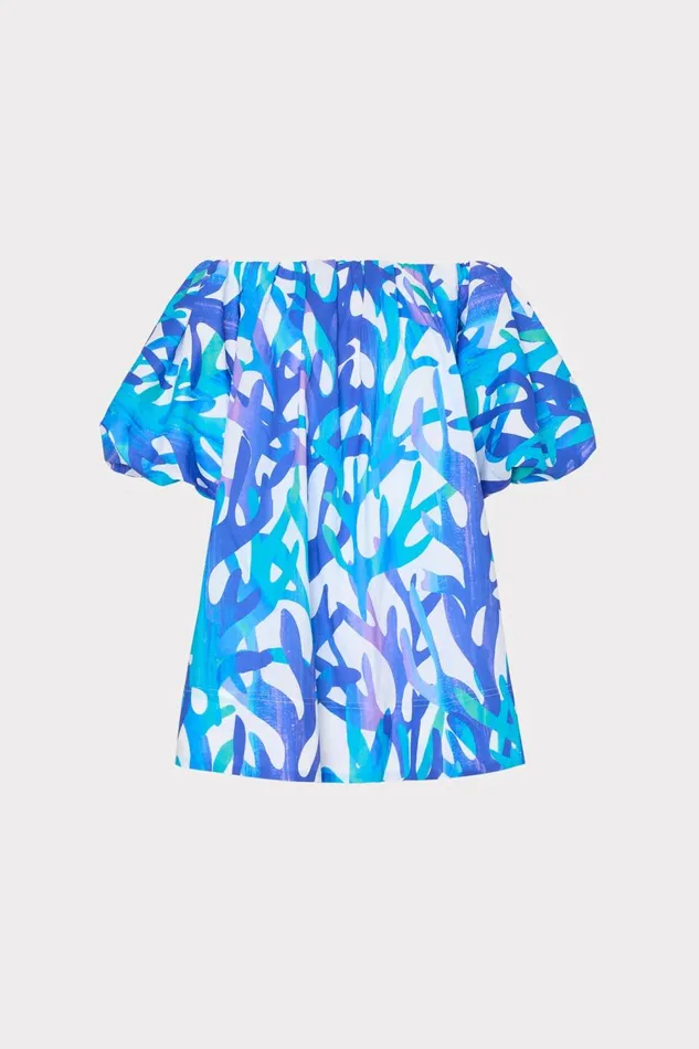 Women CoverUps Milly Jamie Under The Sea Off The Shoulder Mini Dress Blue Multi