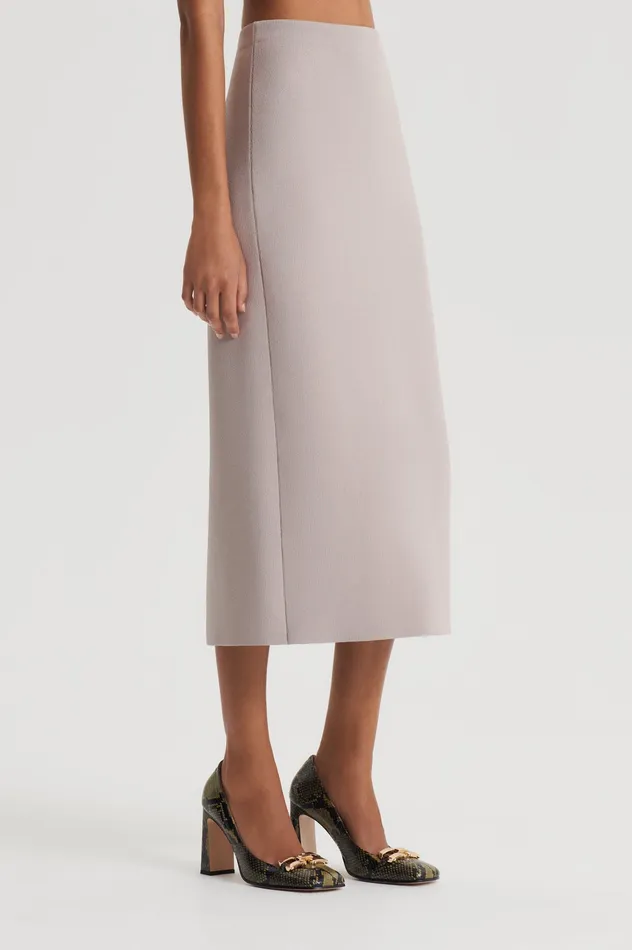 Women CREPE KNIT PENCIL SKIRT MIDI OYSTER Skirts Scanlan Theodore