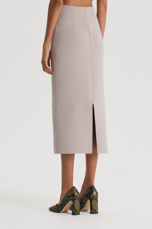 Women CREPE KNIT PENCIL SKIRT MIDI OYSTER Skirts Scanlan Theodore