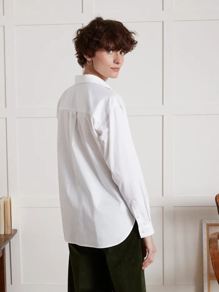 Women Cyrillus Clothing Plain Organic Cotton Oxford Shirt Blanc
