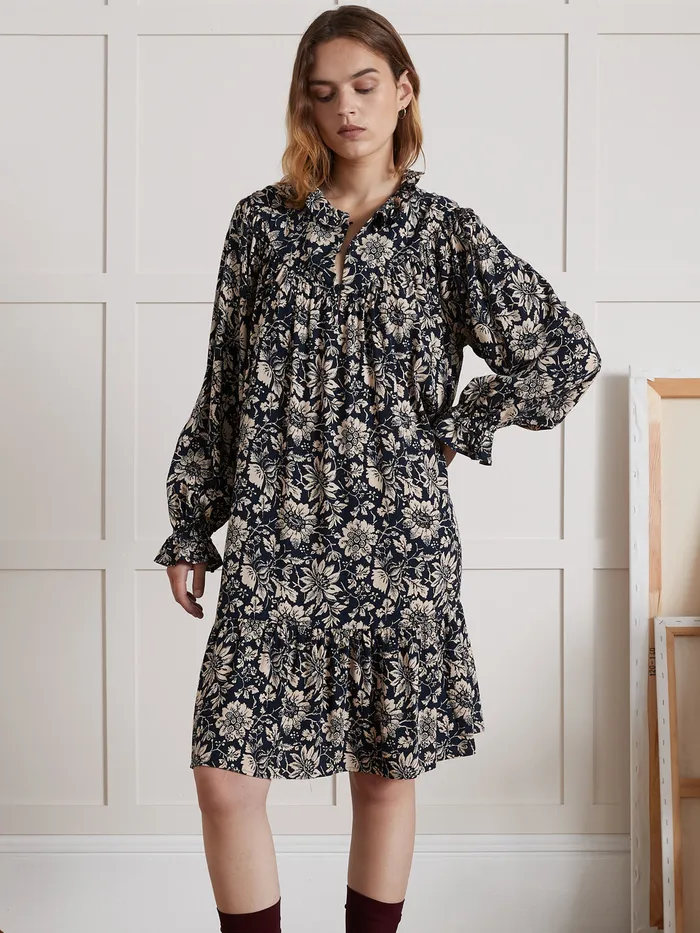 Women Cyrillus Clothing Short Pablo Piatti Print Dress Imp Rosae