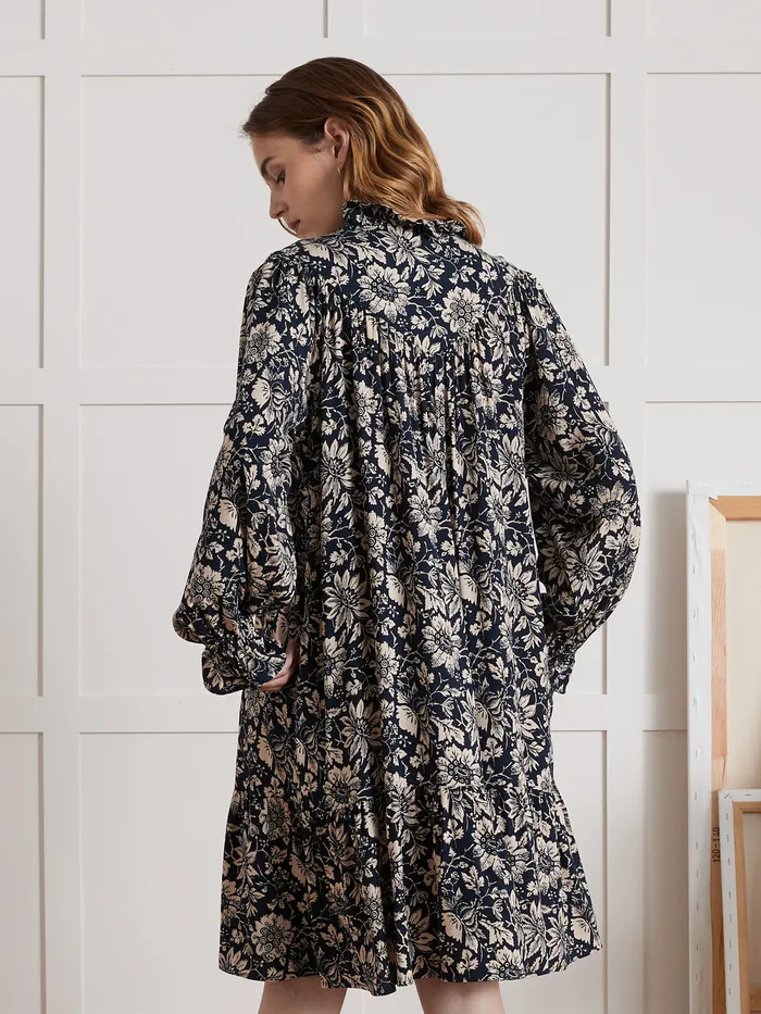 Women Cyrillus Clothing Short Pablo Piatti Print Dress Imp Rosae