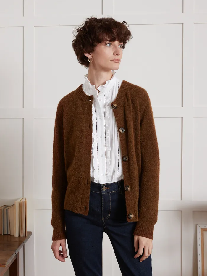 Women Cyrillus Clothing Wool An Alpaca Cardigan Moka