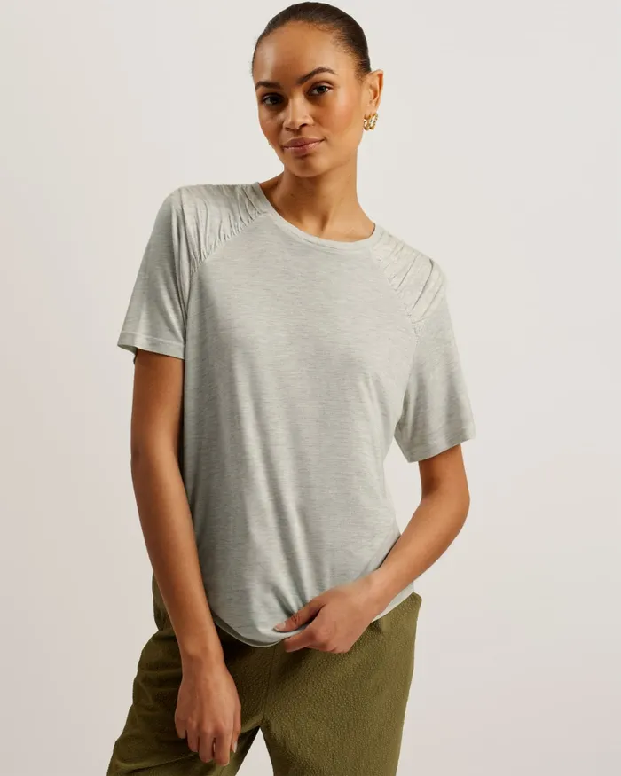 Women DAWNAAA 8211 Relaxed TShirt With Shoulder Gathers Greymarl Ted Baker Tops and Blouses Women DAWNAAA 8211 Relaxed TShirt With Shoulder Gathers Greymarl Ted Baker Tops and Blouses