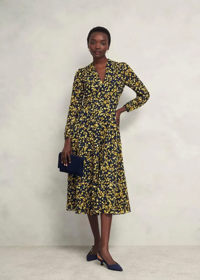 Women Dresses and Jumpsuits Hobbs Aurora Dress Navy Yellow