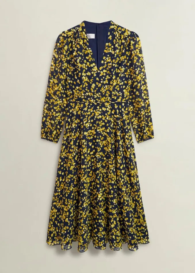 Women Dresses and Jumpsuits Hobbs Aurora Dress Navy Yellow