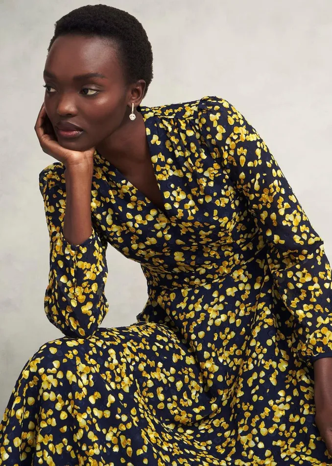 Women Dresses and Jumpsuits Hobbs Aurora Dress Navy Yellow