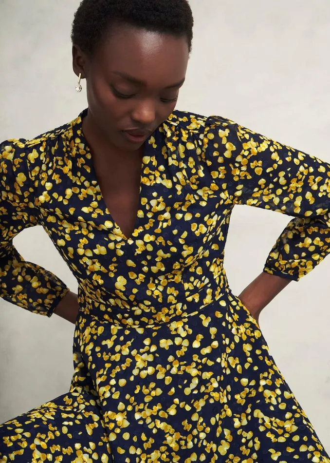 Women Dresses and Jumpsuits Hobbs Aurora Dress Navy Yellow