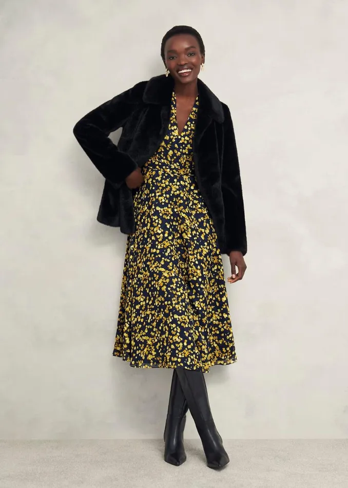 Women Dresses and Jumpsuits Hobbs Aurora Dress Navy Yellow