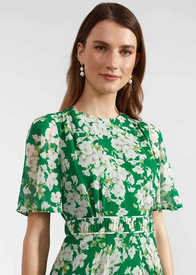 Women Dresses and Jumpsuits Hobbs Bronwyn Silk Midi Dress Green Multi