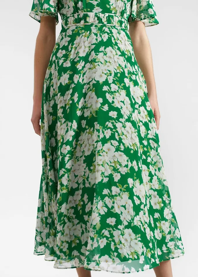 Women Dresses and Jumpsuits Hobbs Bronwyn Silk Midi Dress Green Multi